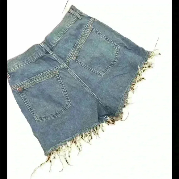 BDG Women's Blue Raw Hem A-line High Waist Cut Off Denim Shorts Size W30 - Picture 2 of 3